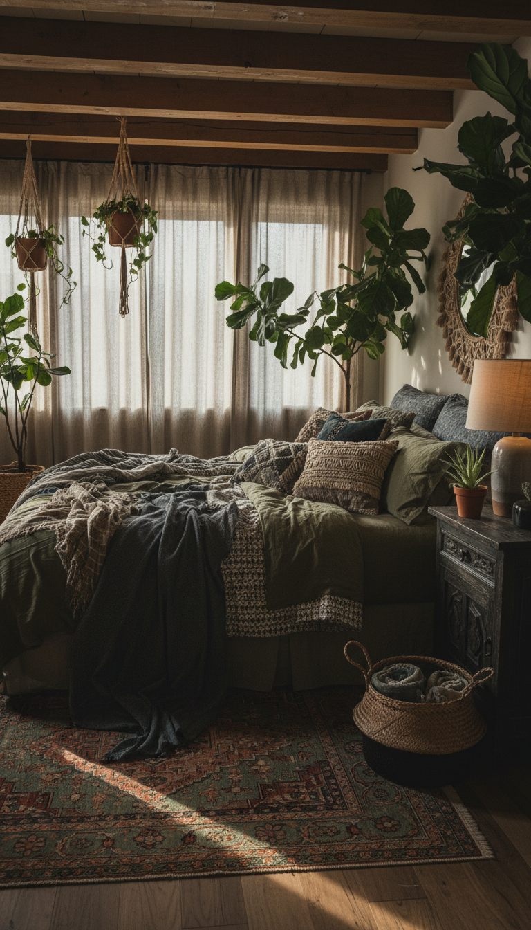dark boho bedroom ideas